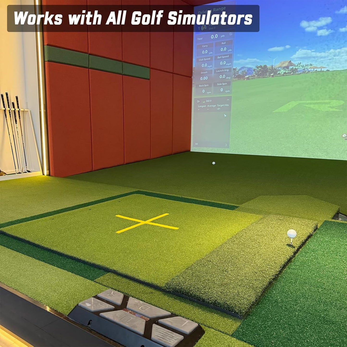 DCQ Golf Hitting Mat with Tee Turf, Extra Large Hitting Area, Practice All Clubs with Full Swing, Golf Mats Practice Outdoor & Indoor, Driving Chipping Putting, Works with Golf Simulators