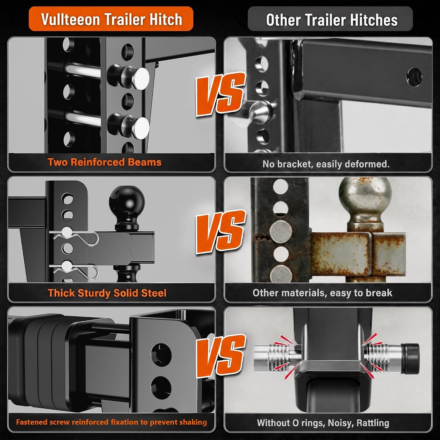 Adjustable Trailer Hitch, Fit 2.5 in Receiver, 22,000 LBS GTW, Heavy Duty Drop Hitch with 2" & 2-5/16" Ball Mounts for Trucks, 6 Inch Drop/Rise, Anti-Theft Pins