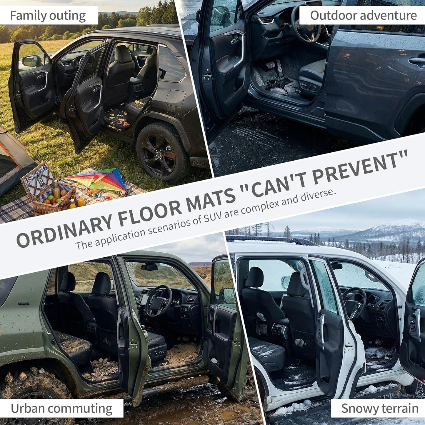 Floor Mats for 2018-2024 Chevy Equinox Gas Model TPE 11PCS Full Set with Cargo Liner Seat Back Bumper Protector Door Sill Guards All-Weather Heavy Duty Custom Fit Equinox Interior Accessories