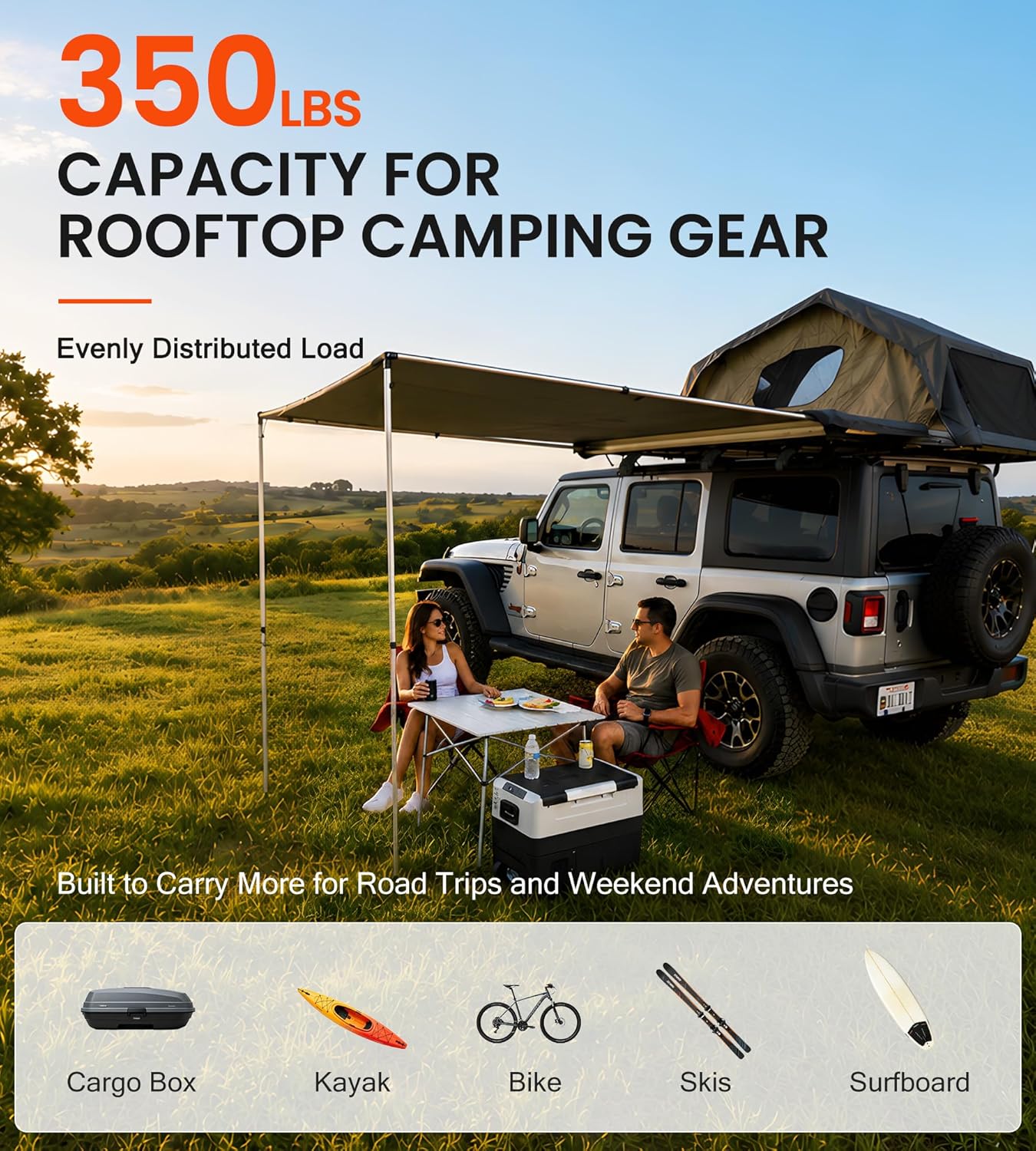 3PCS Roof Rack Cross Bars Fit for Jeep Wrangler JK JL Gladiator JT 2007-2026 Hard Top, 350lbs Lockable CrossBars Cargo Carrier, Rooftop Accessories for Tent Bike Kayak Skis