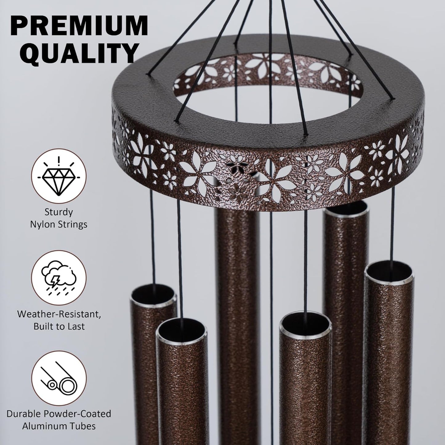 Extra Large Wind Chimes for Outside Deep Tone - 58&#39;&#39; Wind Chimes Outdoor Clearance, Deep Tone Wind Chimes, Memorial Wind Chimes, Sympathy Gif