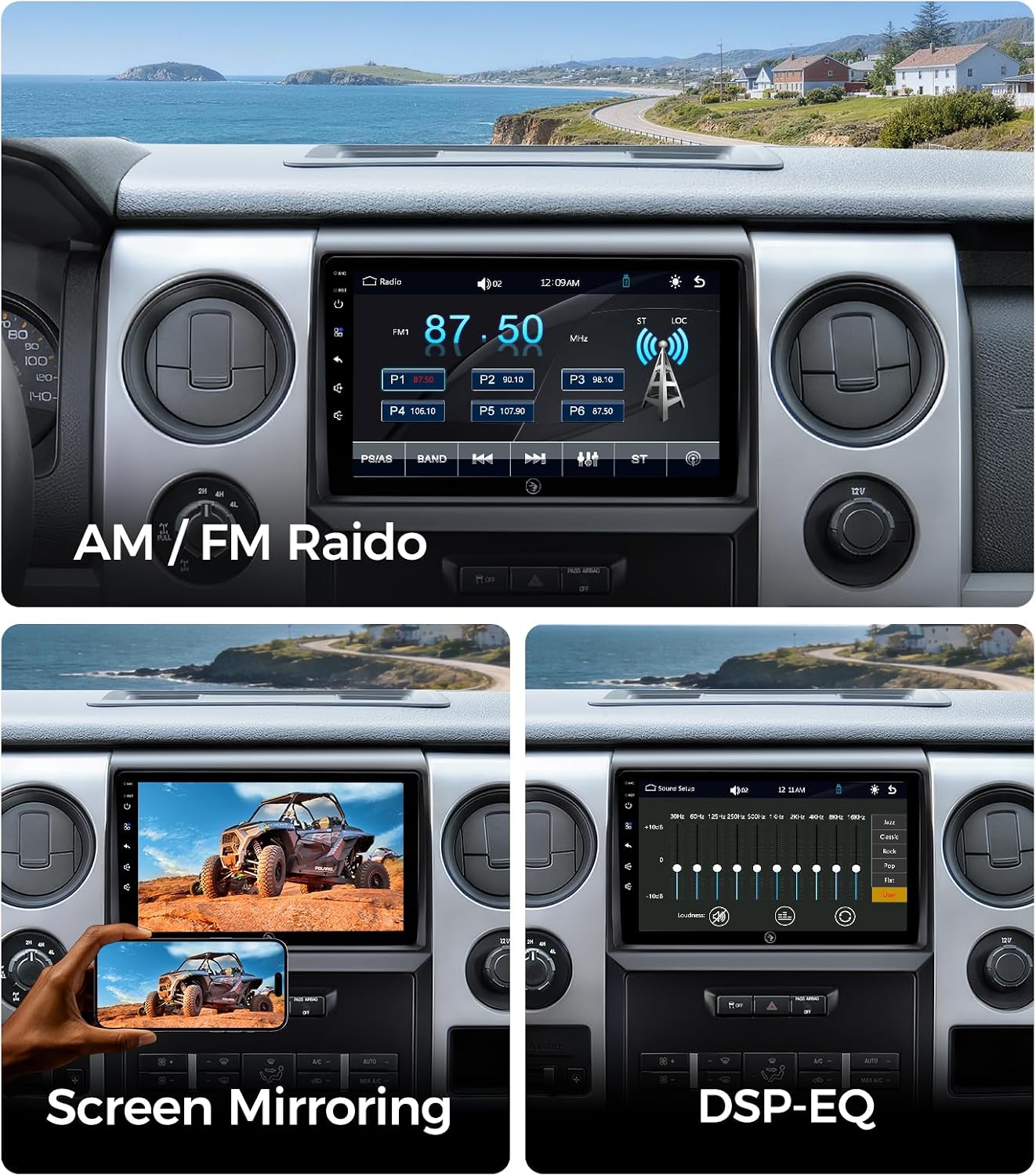 9 Inch QLED Linux Car Stereo Radio for Ford F150 2009-2012, Fast Boot Wireless CarPlay & Android Auto, Bluetooth AM/FM SWC Plug and Play