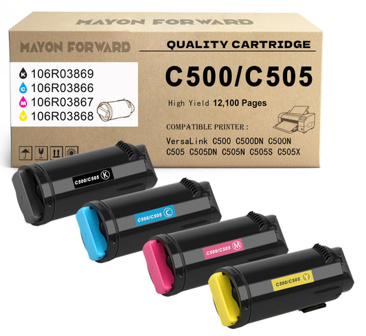 Extra High Yield VersaLink C500 C505 Toner Cartridge (12,100 Pages) Replacement for Xerox VersaLink C500 C500DN C500N C505 C505DN C505N C505S C505X Printers(106R03869 106R03866 106R03867 106R03868)