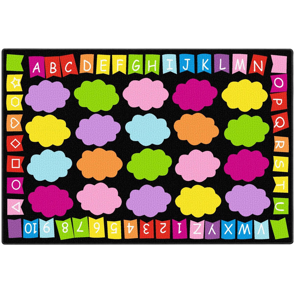 Booooom Jackson Classroom Rug - 5'x7'6'' Alphabet Cloud Seating Rug Preschool Classroom Carpet, Non-Slip & No-Trip Edges, Vibrant Colors for Kids Playroom Floor Mat
