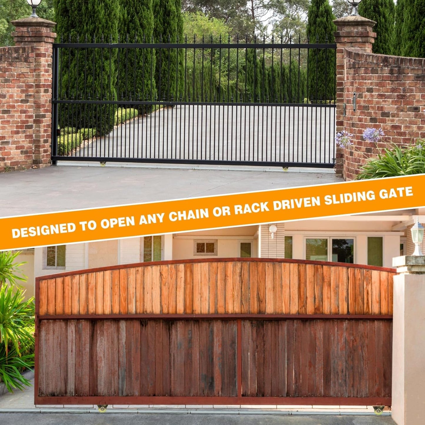 24 ft Sliding Gate V Track Kit 3mm Thick Galvanized Inverted V Rail with 2 Pack 3" V-Groove Wheels, 4 x 6ft Sections Heavy Duty Driveway Gate Track System