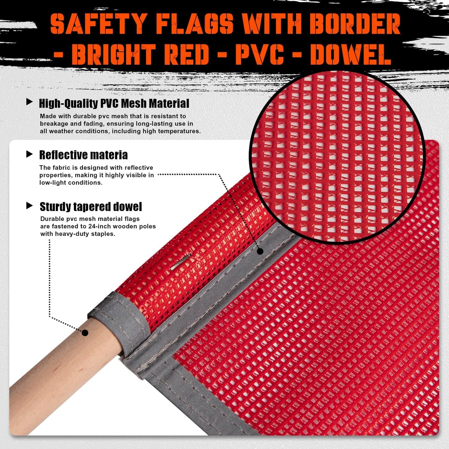 Oversize Load Warning Kit - DOT Compliant Flags & Wide Load Signs for Trucks, Reflective Red Safety Flag with Steel Pole
