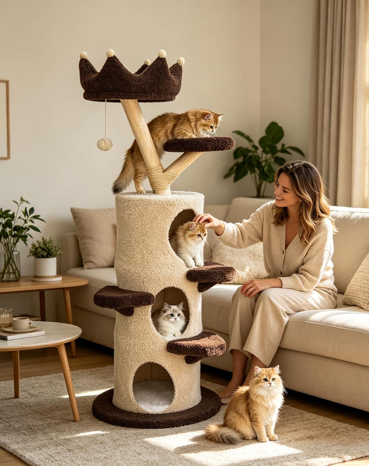 Tall Cat Tree Tower: 62.99 Inch Multi‑Level Condo for Indoor Cats