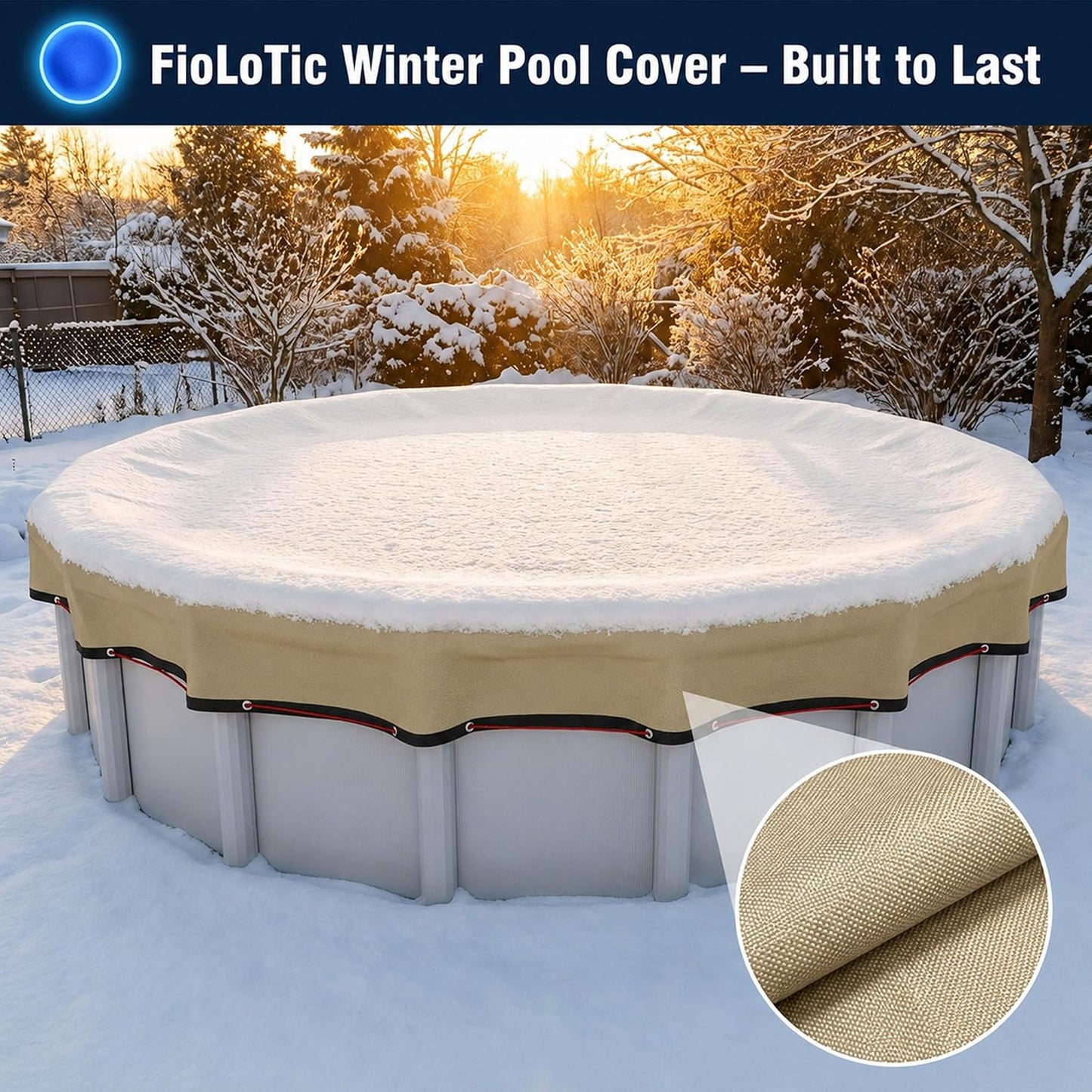 24ft Pool Covers for Above Ground Pools Beige 24 ft Round Winter Cover by PoolTrivo with Upgraded Winch | Heavy Duty 500D Oxford & 195gsm UV Resistant | Fits 24' Pools