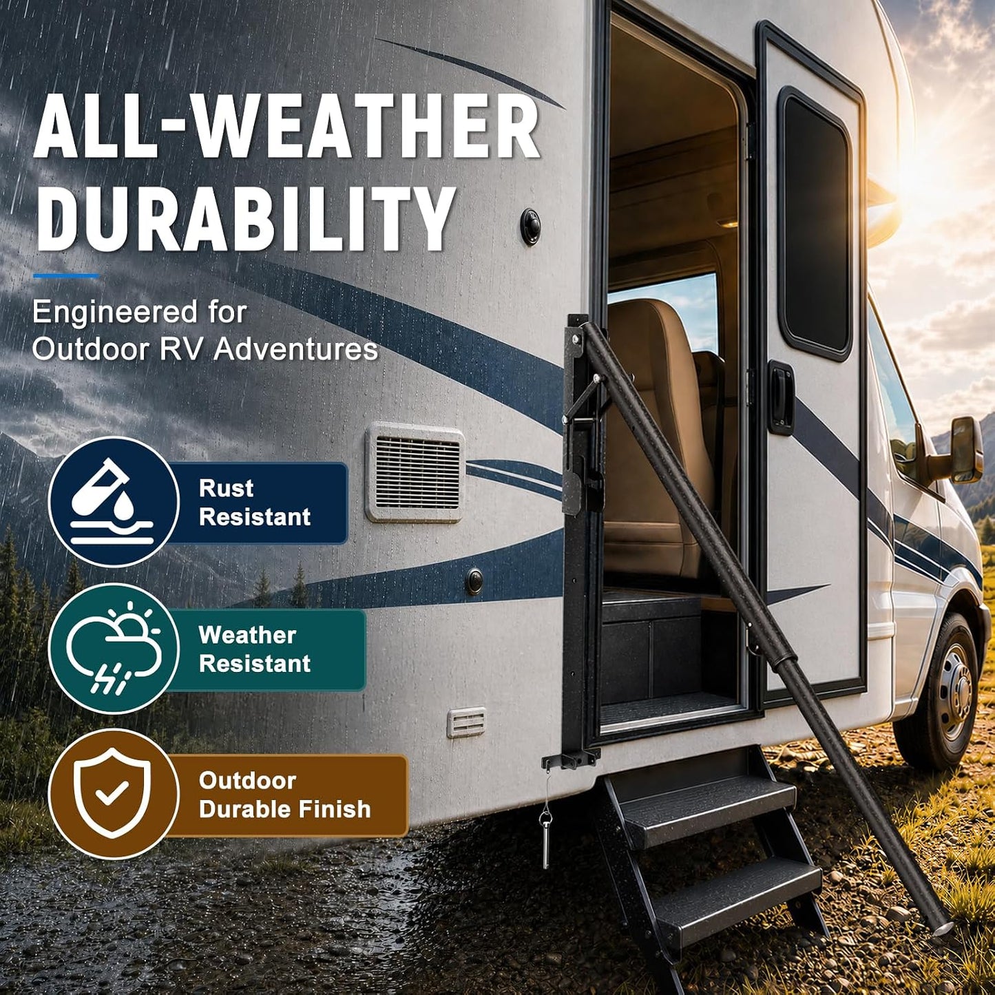 Extendable RV Handrail, Adjustable Assist Handrail, Up to 52"