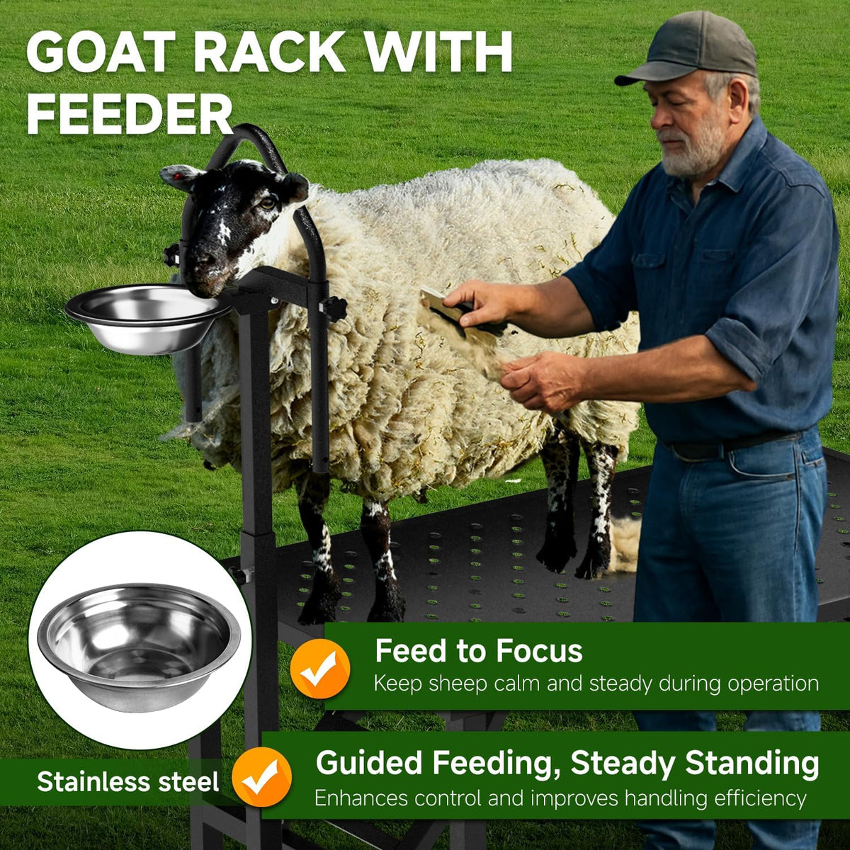Professional Goat Milking Stand with Ramp Black with Ramp