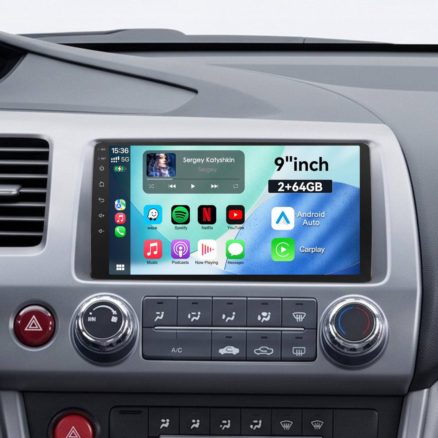 Car Radio for Honda Civic 2006-2011 Android 13 Car Stereo 9 Inch Head Unit with Carplay & Android Auto, GPS Navigation, Bluetooth 5.0, Plug and Play