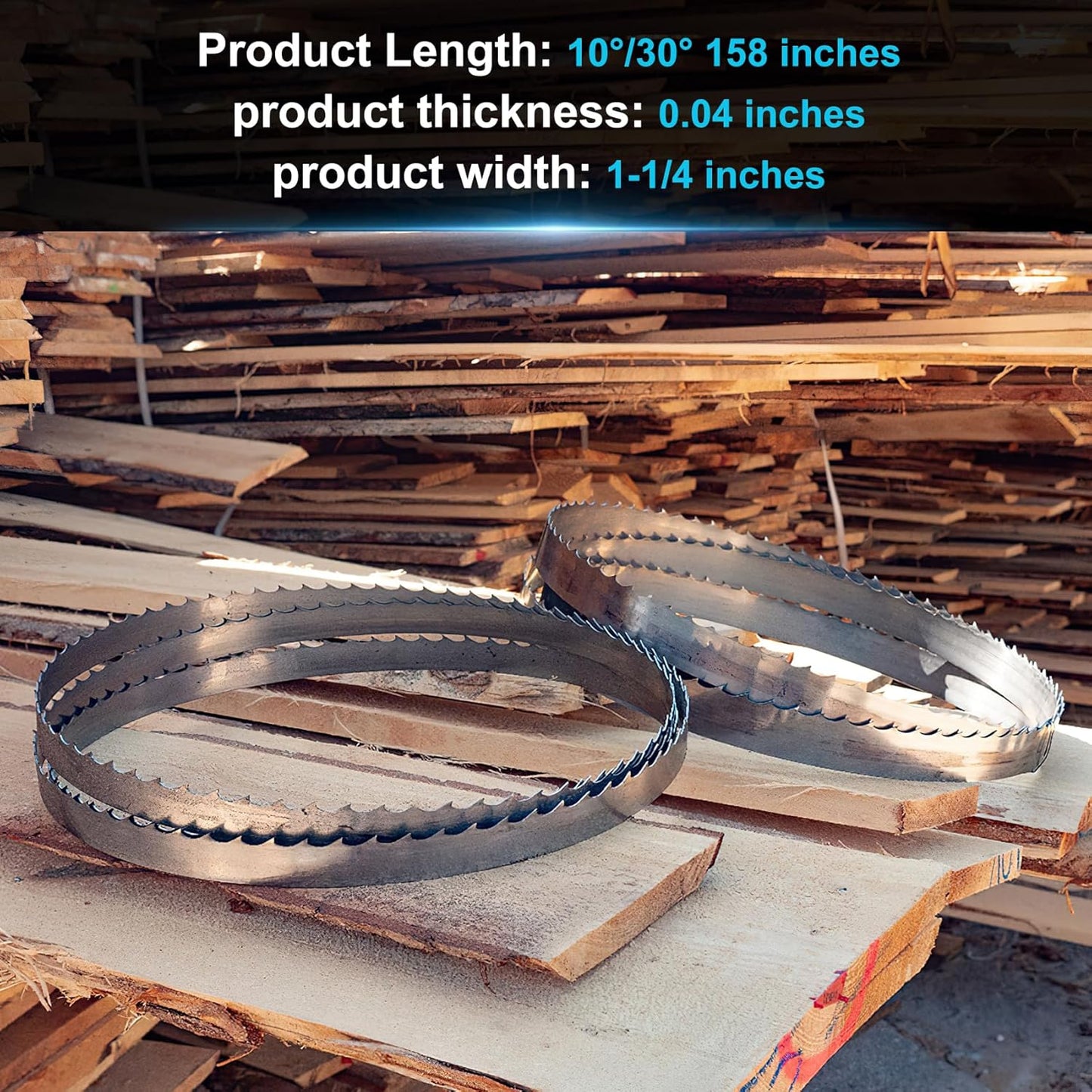 158 Inch Sawmill Blades, 5-Pack Sawmill Blades 158 x 1.25 10 DoubleHard for General-Purpose Sawing, High-Density Alloy Steel, Fits