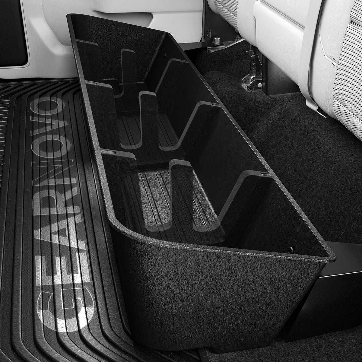 Rear Truck Underseat Storage Box, Fit 2019-2026 Chevrolet Silverado and GMC Sierra 1500 2500 3500 HD Crew Cab Heavy Duty Rear Under Back Seat Box Organizer, Anti Slip