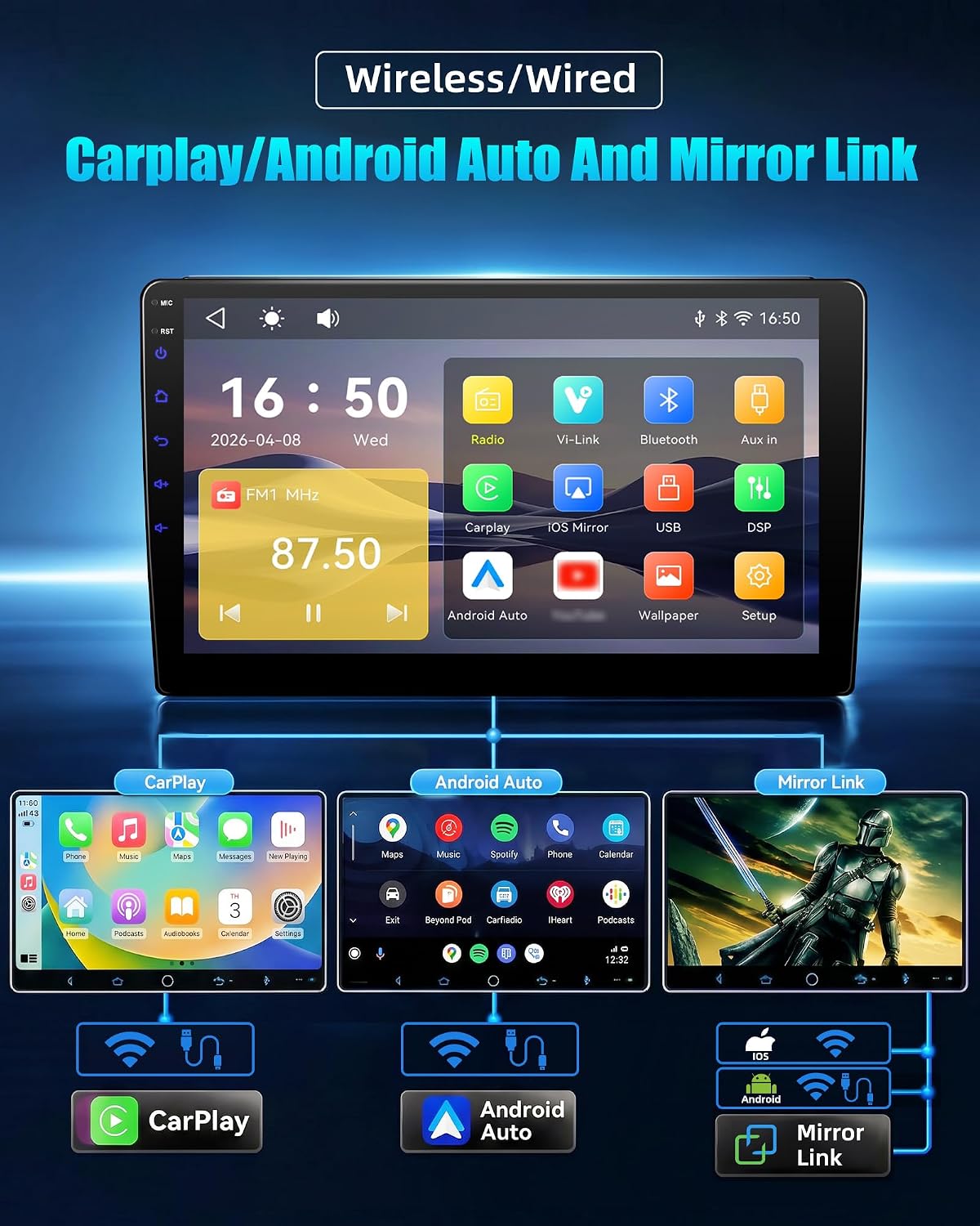 Car Stereo for Hyundai Elantra 2012-2013 9 Inch Car Radio with Bluetooth FM/RDS Carplay Android Auto Mirror Link SWC Backup Camera P1-NEW 9.0