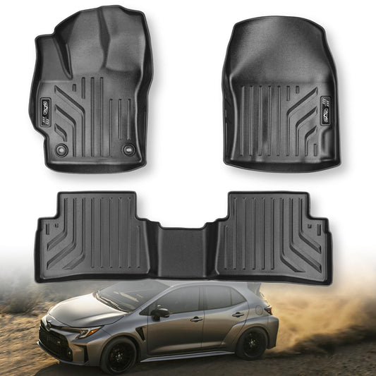 Premium MAXPRO All Weather Mats - Floor Mats for Toyota Corolla Hatchback 2020-2025 (1st &2nd Row Set) Custom Fit TPE Waterproof Floor Liners, Heavy Duty Car Floor Mats All Weather, Anti-Slip Car Mats