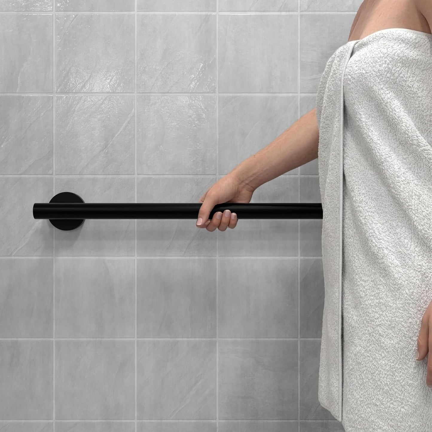 HEALTHCRAFT 24" Horizon Grab Bar, ADA Compliant Bathroom Safety Bar, Stainless Steel Shower Handle, 500 lb Support, Modern Bathroom Rail for Shower, Tub & Toilet Wall (1, Matte Black, 24 Inch) Matte Black 24 Inch 1