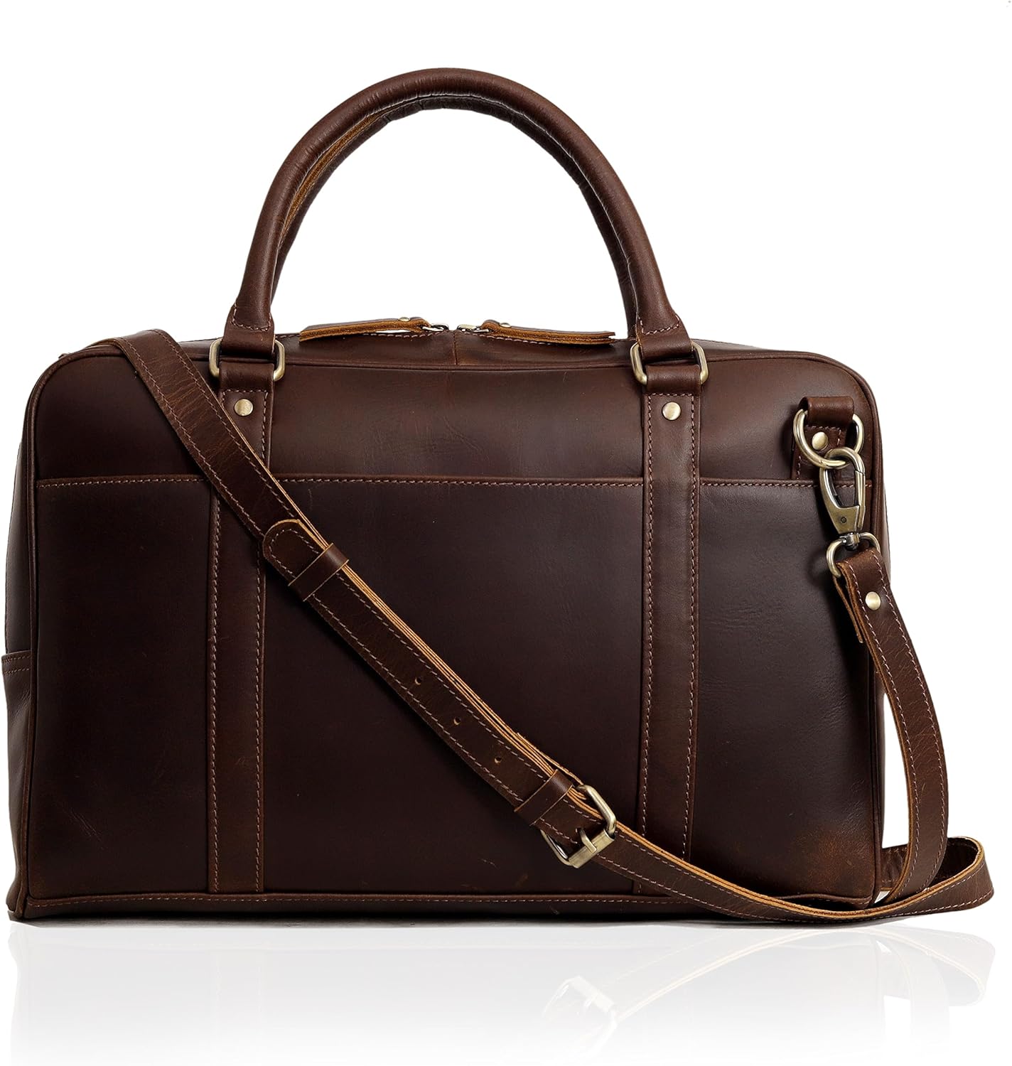 Leather Laptop Briefcase - Full Grain Cow Leather Computer Bag for Men and Women