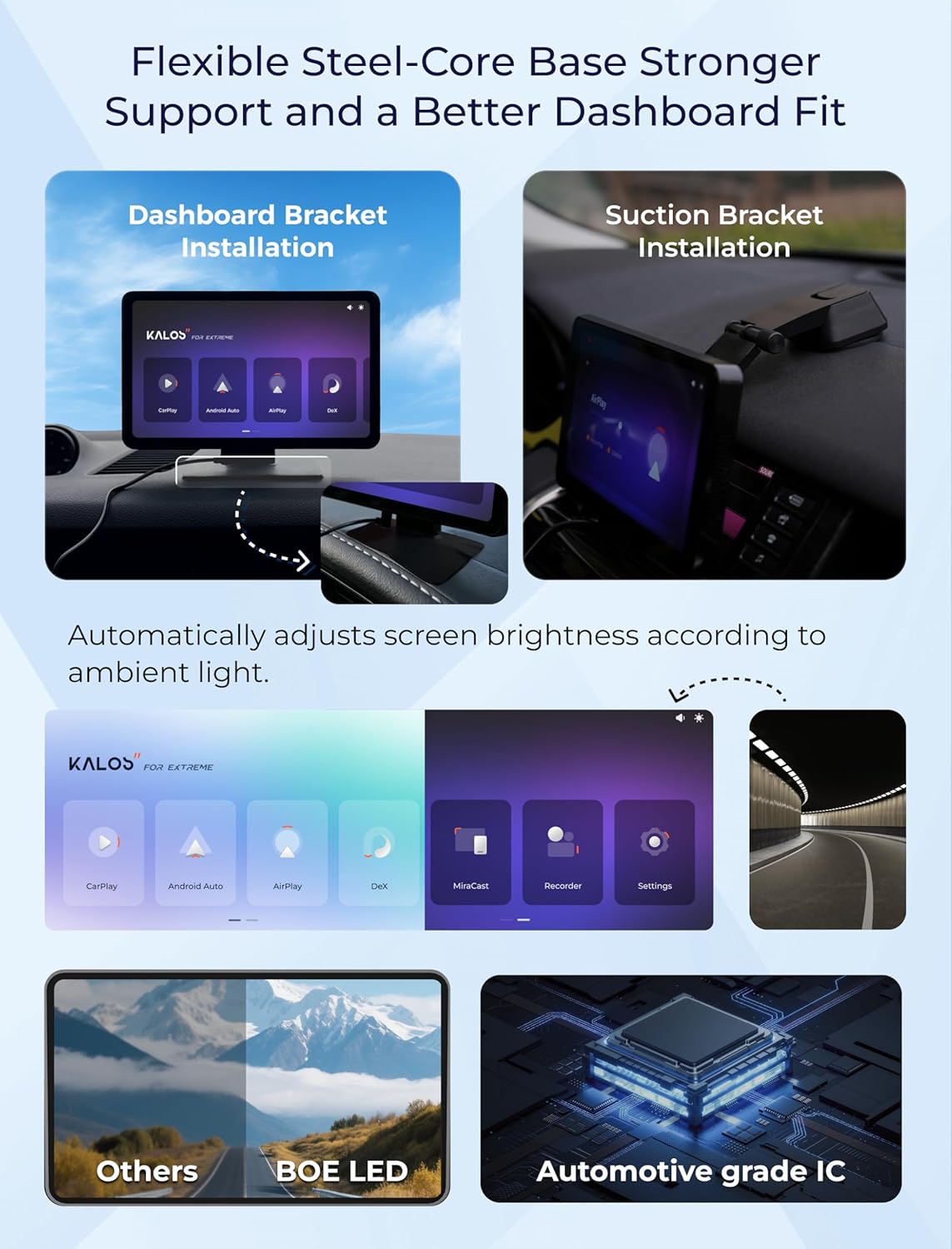 KALOS PAD WirelessCarplay Screen for Car, 9" Carplay & Android Auto Car Stereo, with 1080p Backup Camera, BOE LCD/Mirror Link/Gesture Control/POP Island