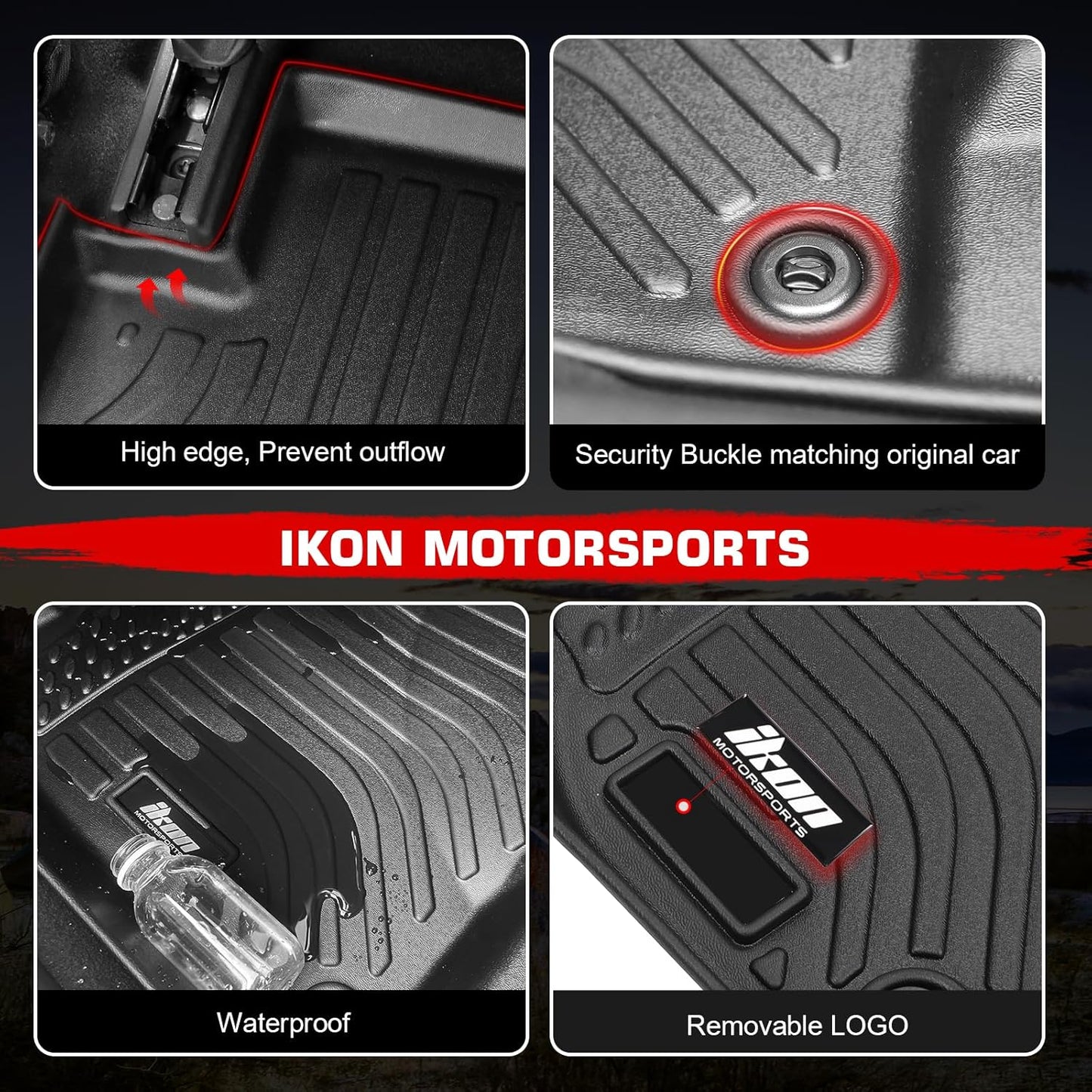 TPE Floor Mats, Compatible with 2018-2024 Toyota Camry, All Weather Waterproof Anti-Slip Floor Liners, Front & 2nd Row Full Set Car Interior Accessories, Black