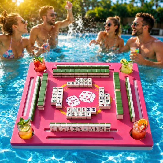 Double-Sided Floating Mahjong Table for Pool, Beach, Camping, Hot Tub, Party, Indoors