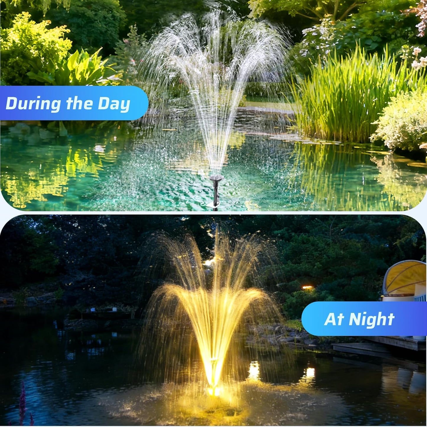 Antfraer Pond Filter with U-V Clarifier, 660GPH Pond Pump and Filter Kit & RGB LED Lights, All-in-One Submersible Pond Fountain for Outdoor Ponds, Koi Ponds, Water Gardens with Remote Control With Remote RGB Lights