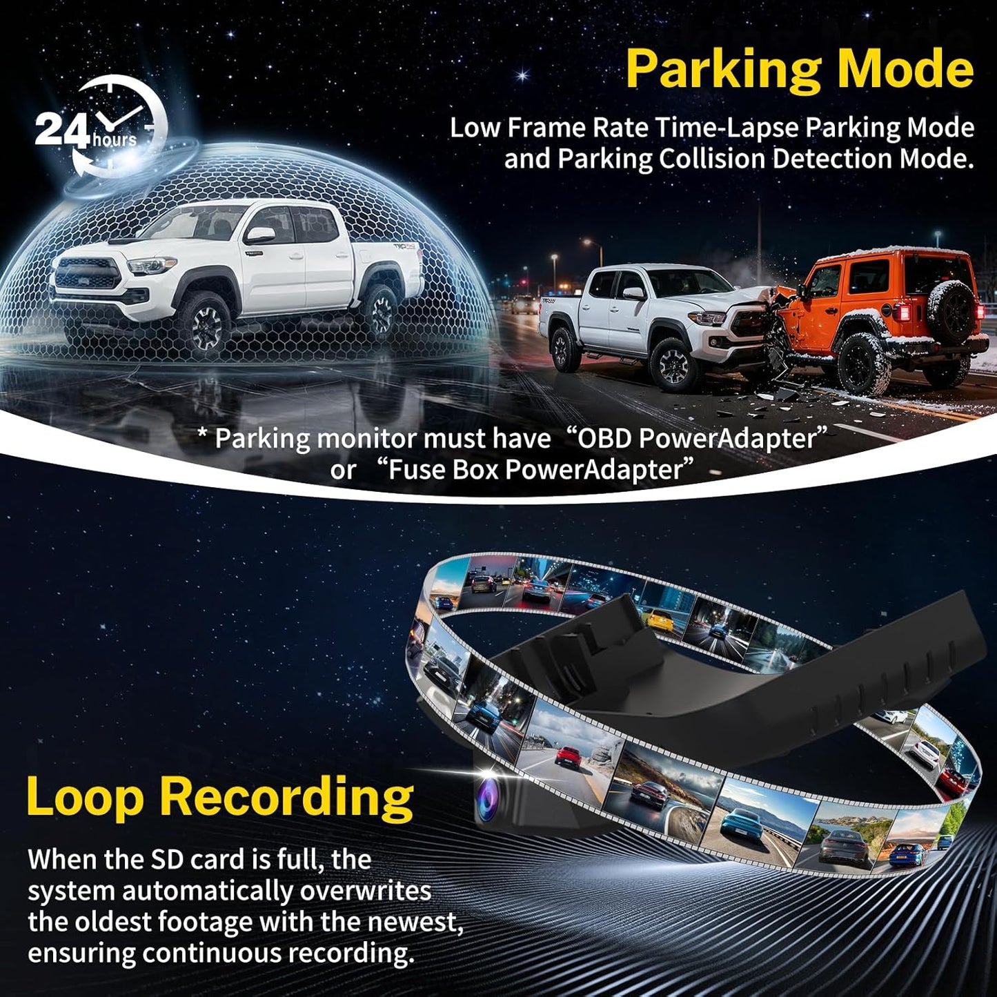 Front 4K Dash Cam fit for Toyota Tacoma 2024 2025 2026 TRD SR SR5 Sport Pre-Runner Off Road Limited & Tacoma Hybrid,2160P Video HDR,OEM Look Camera,5.8GWiFi APP,GPS,Plug&Play,G-Sensor