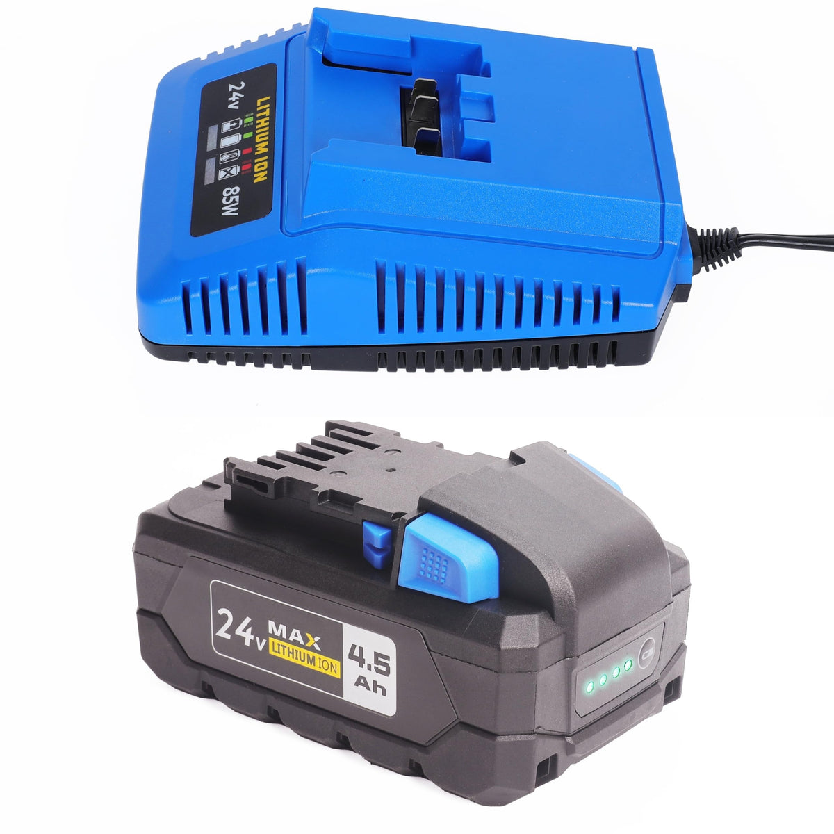 24V 4.5AH Replacement Li-Ion Battery and 85W Fast Charger Compatible with Kobalt24V Max Cordless Power Tools, for KB 424-03