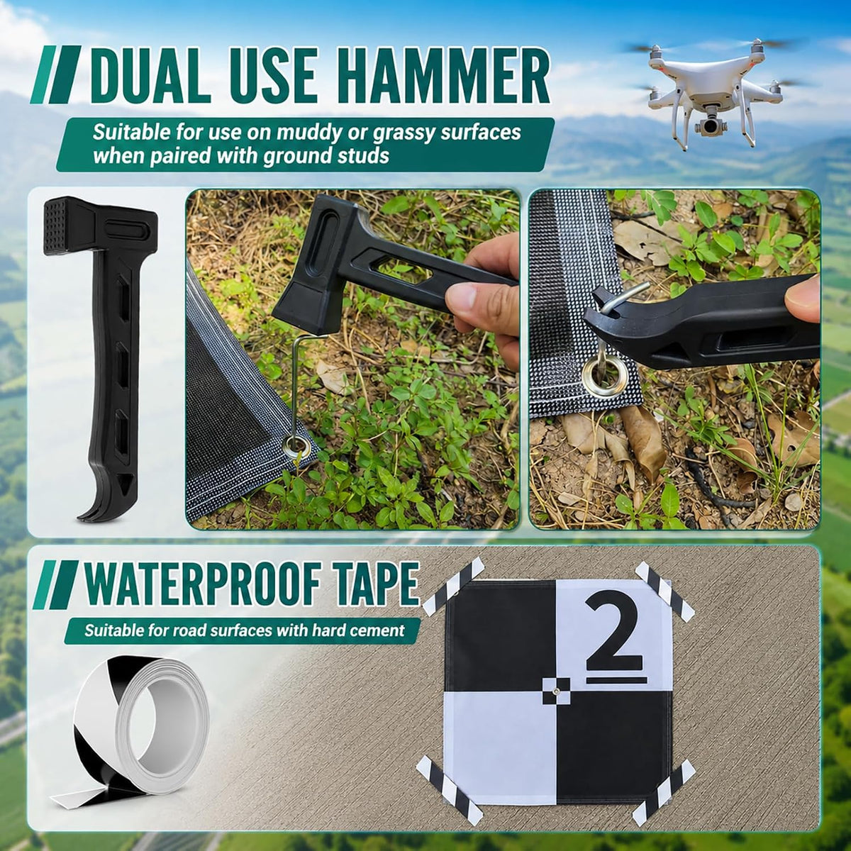 Drone Ground Control Point GCP-24"x24", 10 Pack