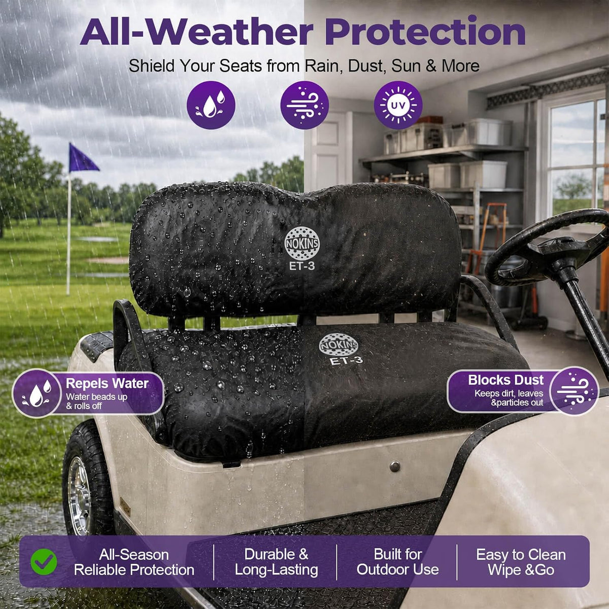 NOKINS Golf Cart Seat Cushion Kit for EZGO TXT/RXV, Coffee Brown