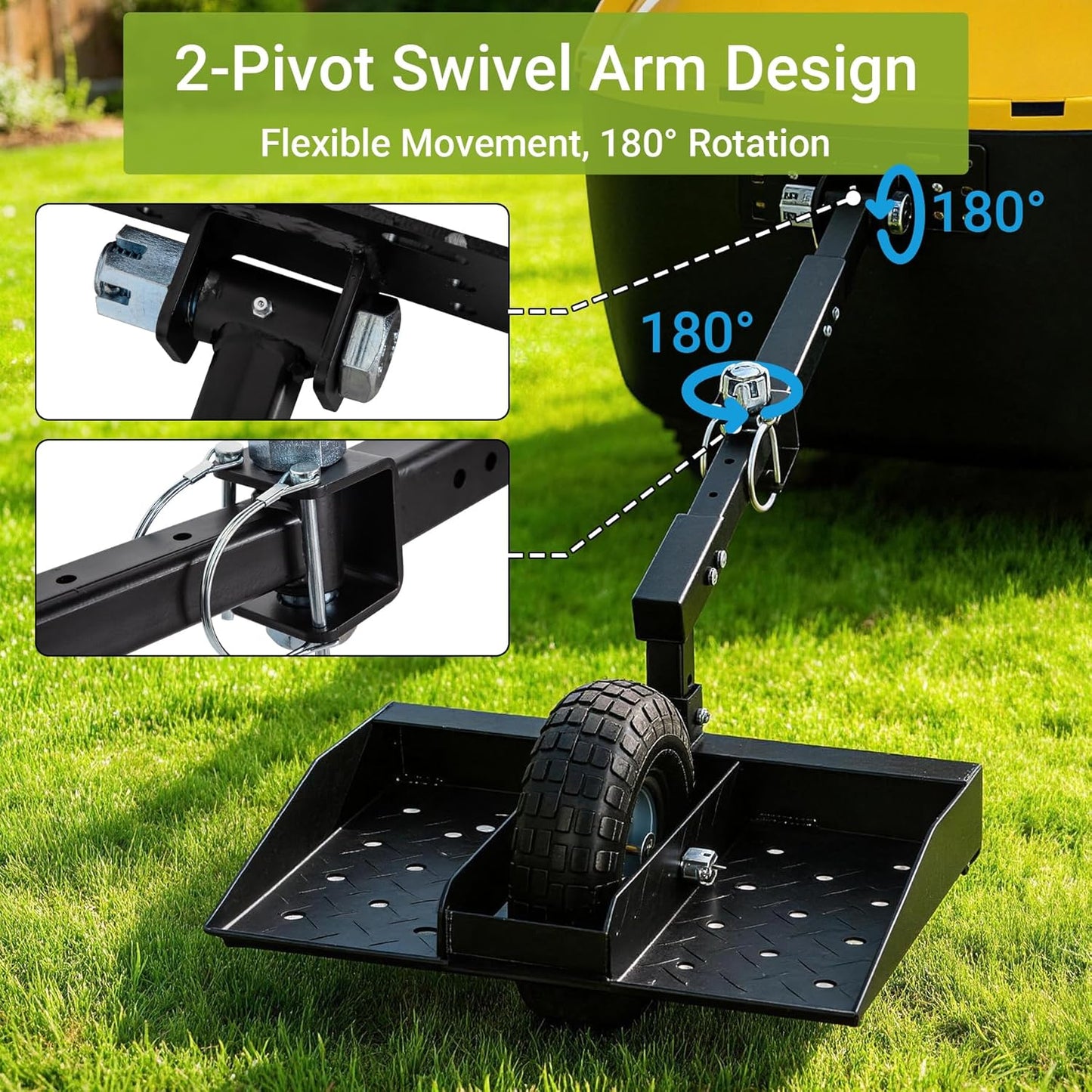 Lawn Mower Wheel Sulky, Walk Behind Mower-Sulky, Lawn Trailer with 10" Vacuum Tire for Mower, Easy Forward & Reverse Lawn Mower Trailer, Black