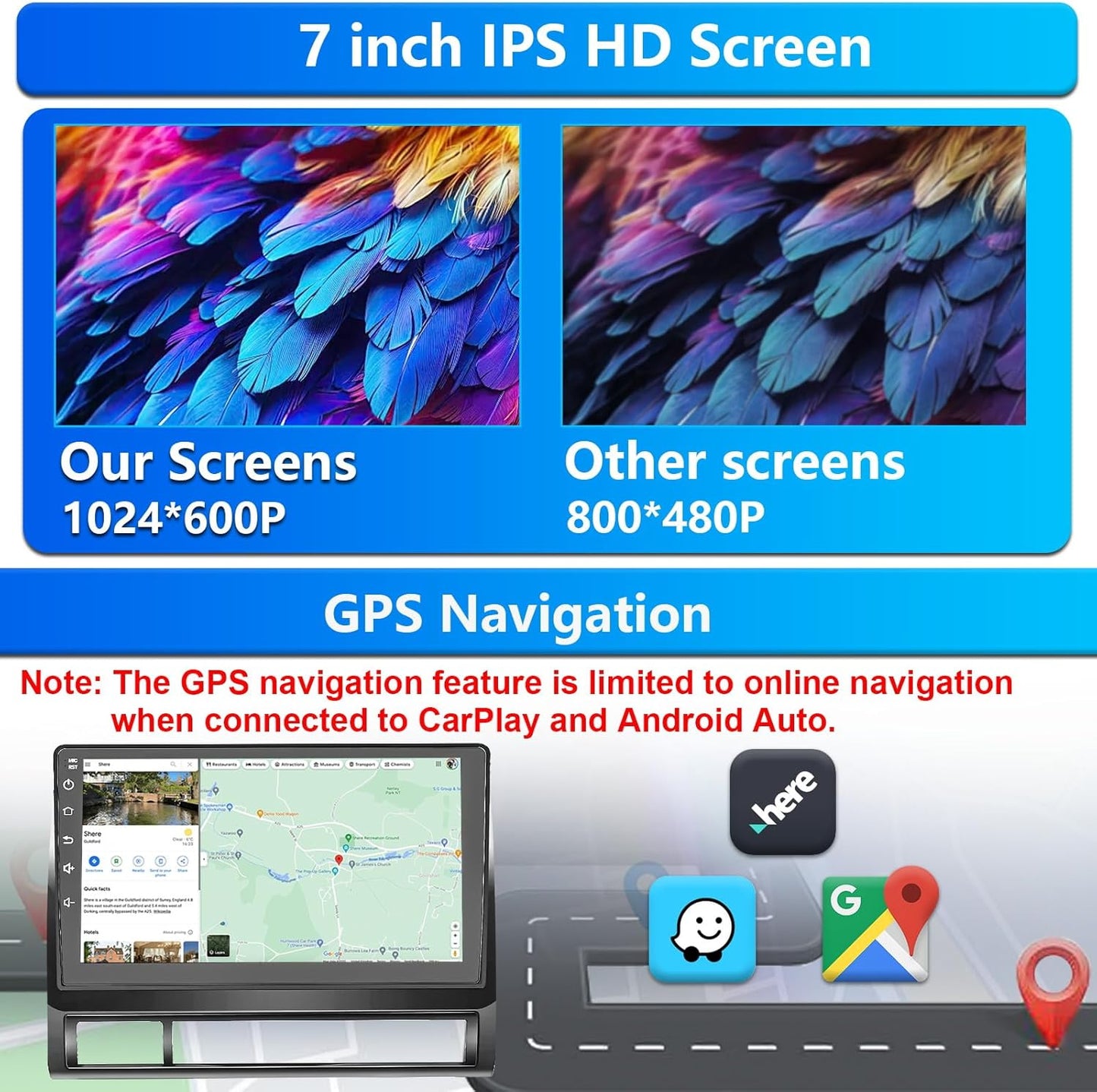 Plug and Play Design 9 Inch IPS Touch Screen Car Radio Stereo for Toyota Tacoma 2005-2015 with CarPlay Android Auto, Support SWC, Mirrorlink,AM/FM/RDS, Bluetooth5.2,DSP Free Backup Camera