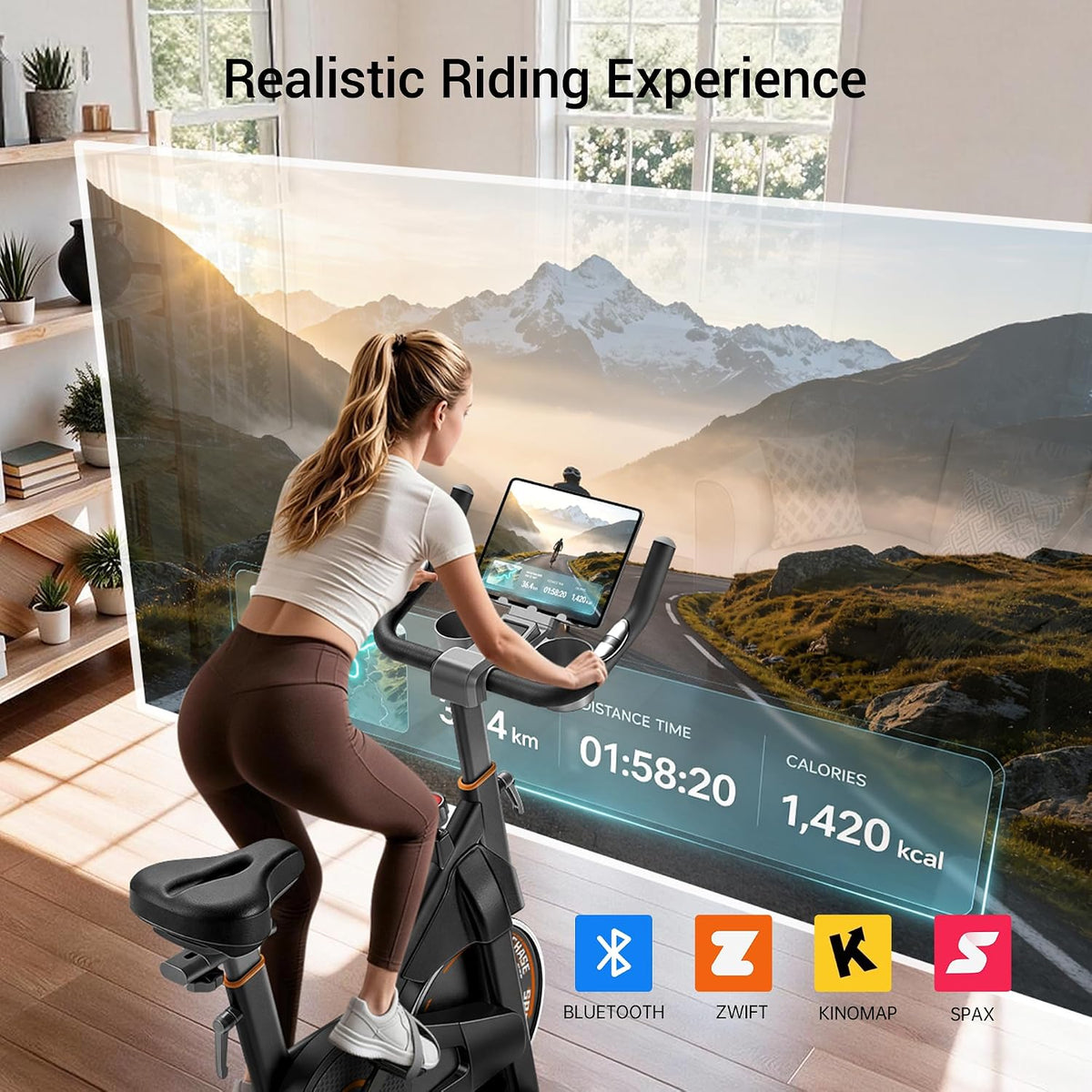 CURSOR FITNESS Magnetic Exercise Bike,Workout bike for home with 0-100 Adjustable Resistance & App Connectivity