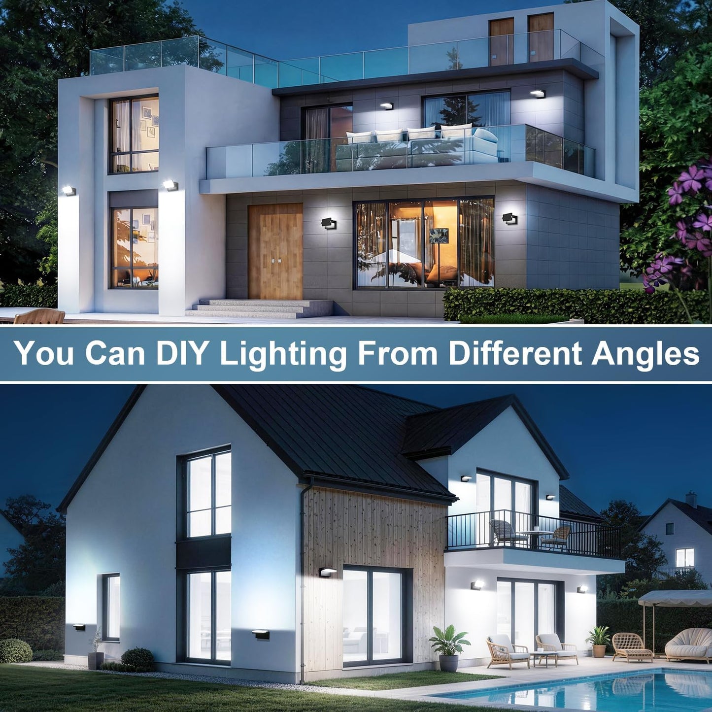 60W LED Outdoor Wall Lights 360° Rotatable Flood Lights Outdoor Modern Commercial Security 5000K IP65 Waterporof Wall Mounted Light for Garage Barn Porch 2 Pack 60W-2 Pack