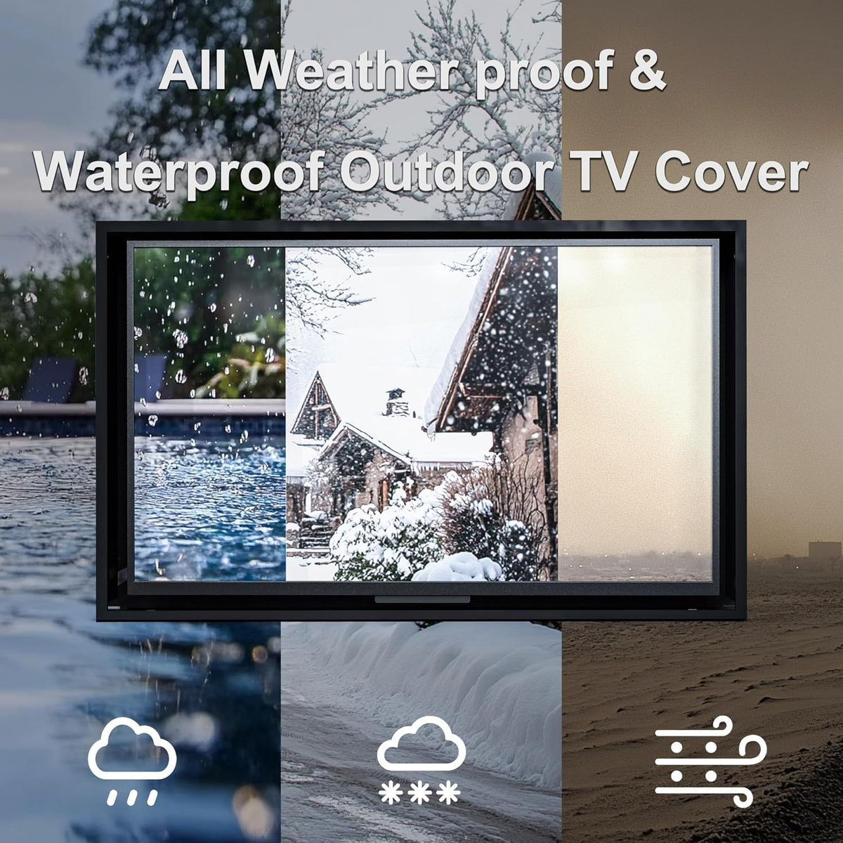 28-32'' Outdoor TV Enclosure Hard Cover Weatherproof with Lock