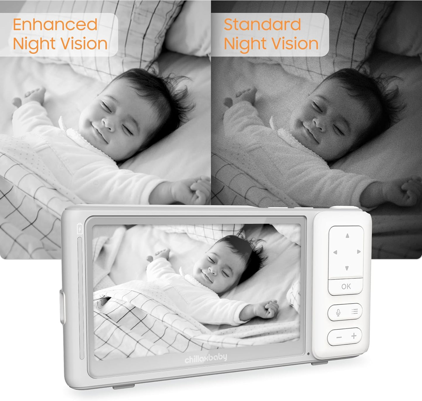 CHILLAX Giraffe Pro Portable Baby Monitor–Video Baby Monitor for Travel with Battery Base Stand,HD 1080p Camera and 5”Screen, Privacy Protection WiFi ON-Off Switch, Gooseneck Design, Night Vision Giraffe Portable