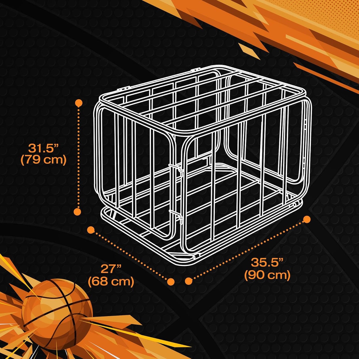 Houseables Ball Storage Cart, Ball Cart with Wheels, Black Metal Ball Organizer Cage, Ball Holder, Up to 20 Basketball Capacity Without Cover