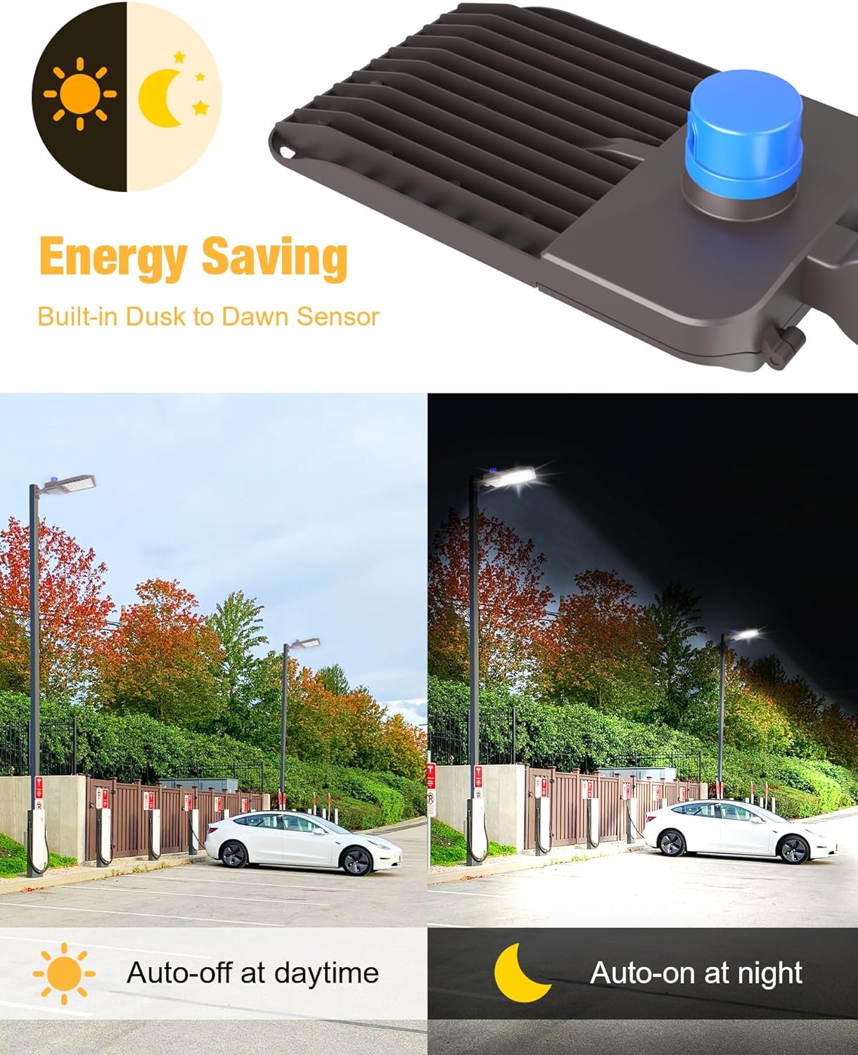 JC-LGL LED Parking Lot Light 300W, LED Shoebox Light 42000LM 5000K Daylight, IP65 Waterproof Dusk to Dawn Parking Lot Light with Arm, Outdoor