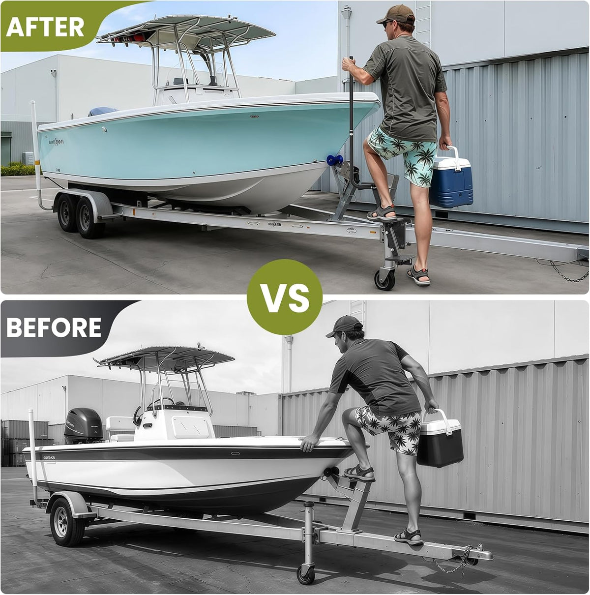 Heavy Duty Boat Trailer Steps, Fits 3"x3", 4"x4" & 3"x5", 880 lb Capacity Side-Mounted Boat Trailer Steps 1