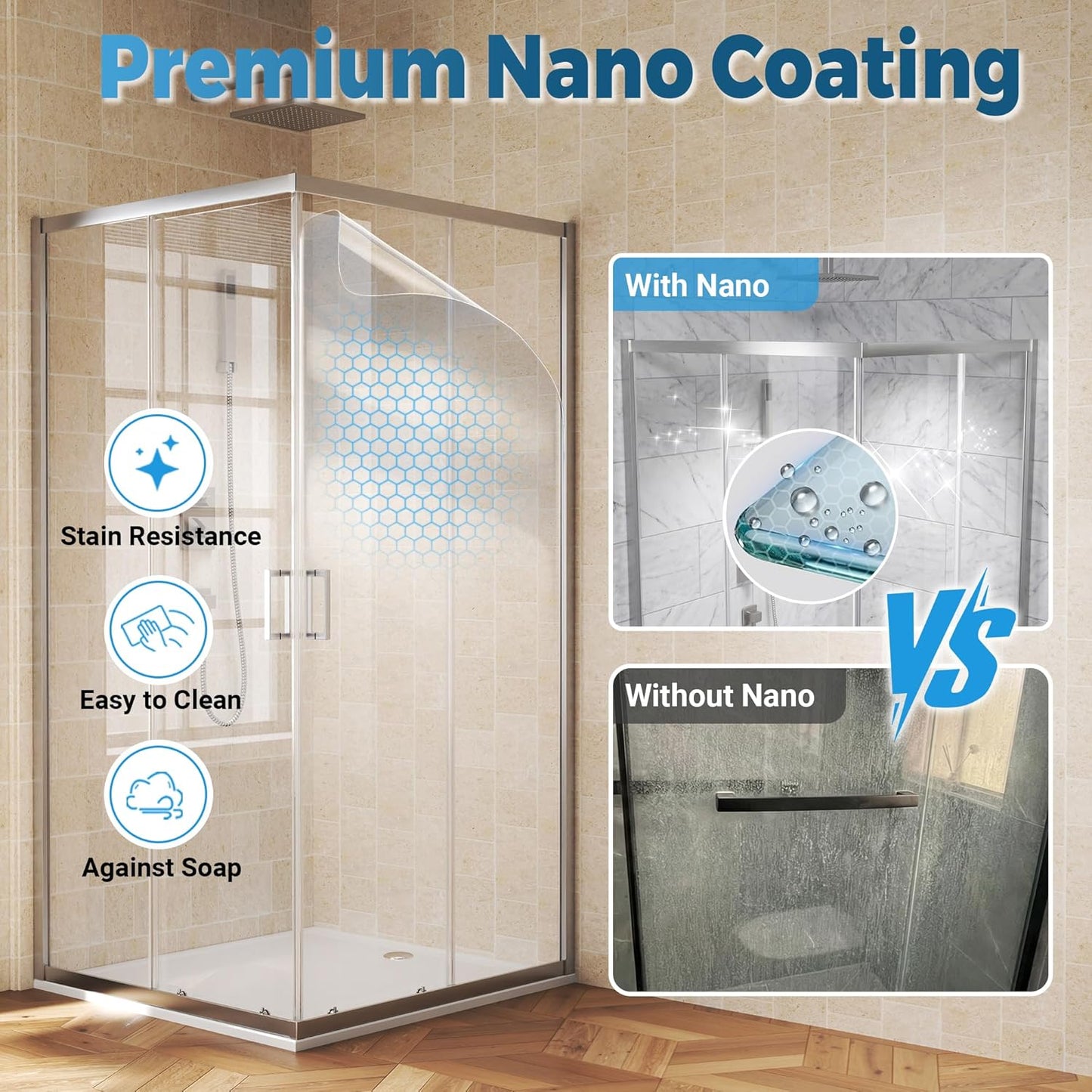 Corner Shower Door Enclosure 36" W x 36" D x 72" with 1/4" 6mm Glass Sliding Shower Doors, Nano Easy Clean Coating, Shower Stall for Walk in Shower Brushed Nickel 36" W x 36" D x 72'" H Brushed Nickel