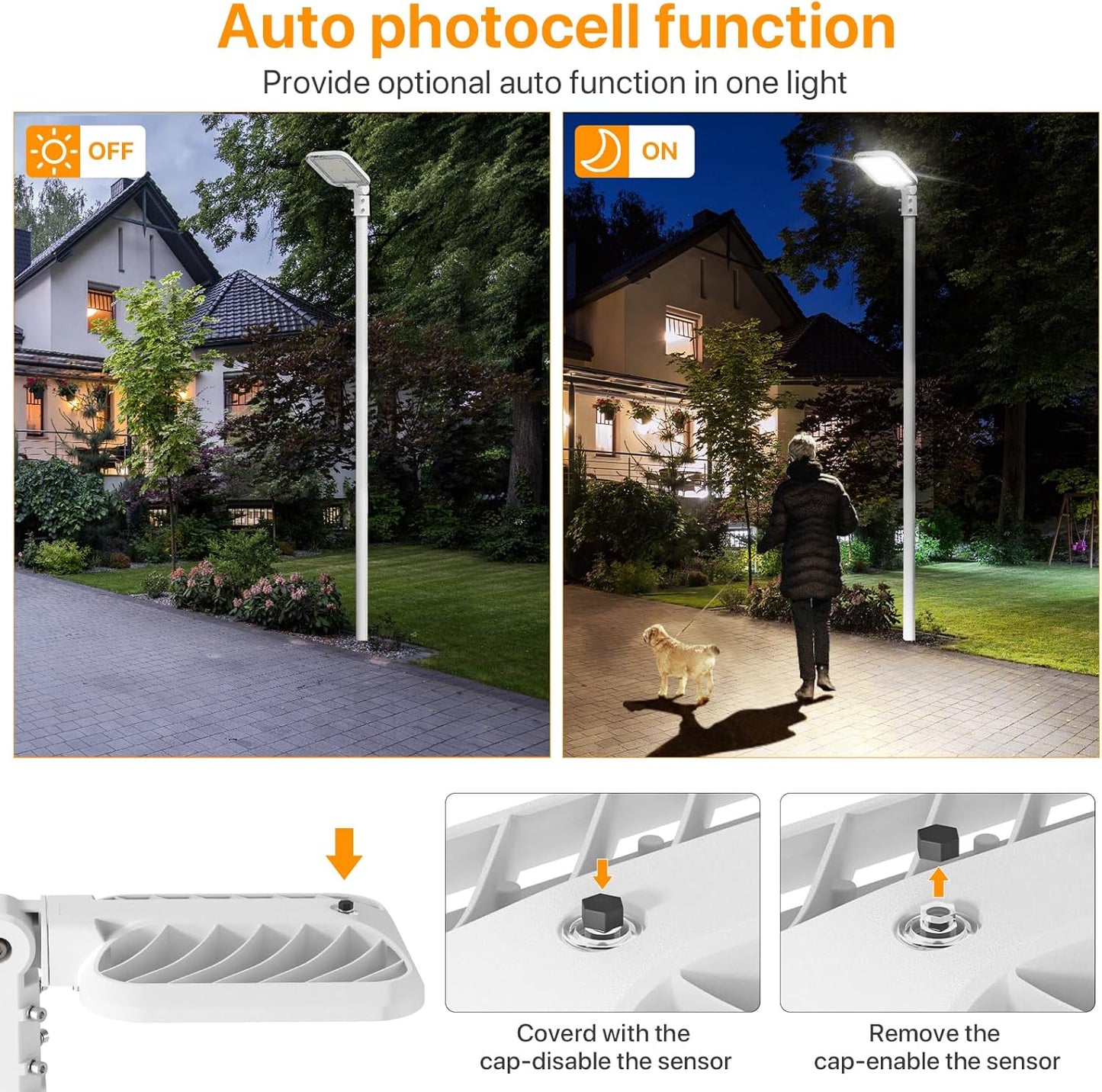 DEMILARE 150W LED Parking Lot Light, 22500LM Outdoor Light with Dusk to Dawn Photocell, Adjustable Slip Fitter Mount 5000K IP65 100-277V Commercial