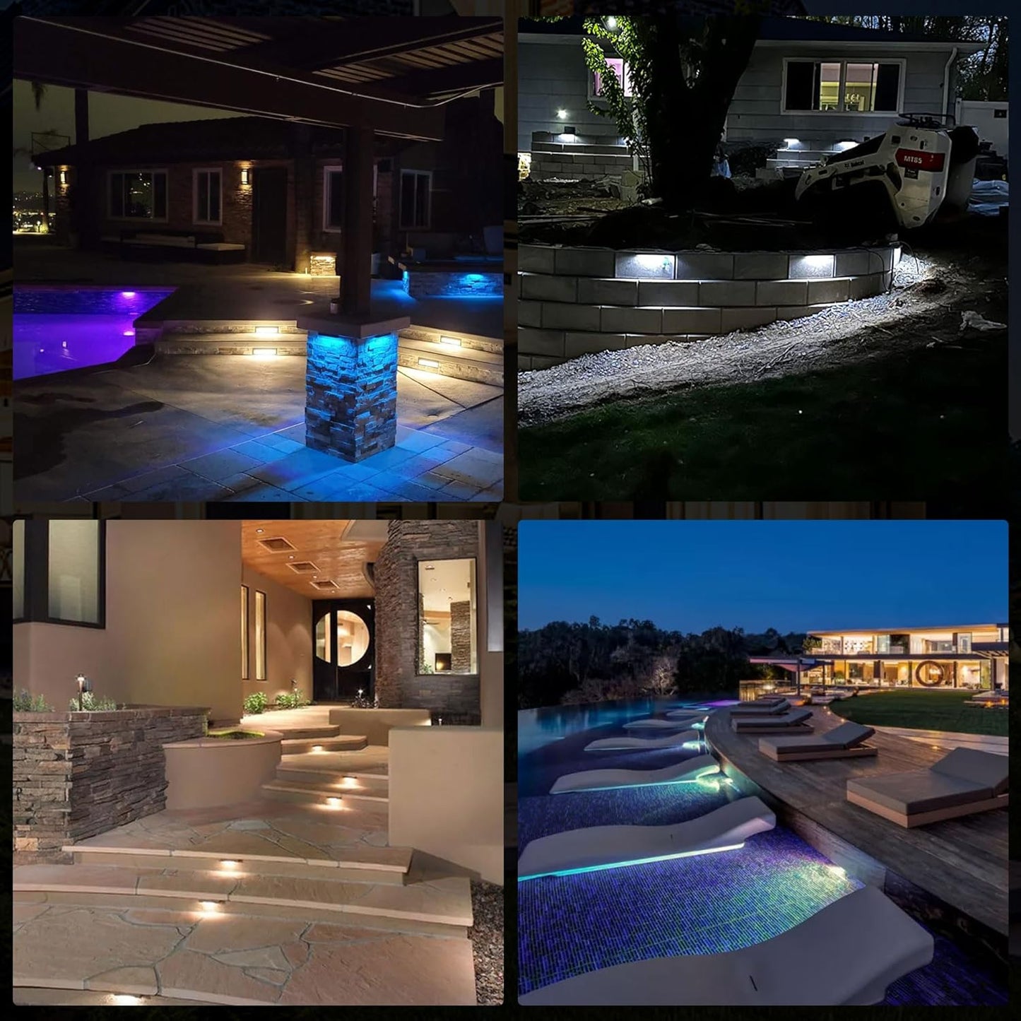 SLARY 8 Pack 7 inch RGB LED Hardscape Lighting Step Lights Retaining Wall Lights with Color Changing & Warm White Mode Low Voltage Landscape Paver