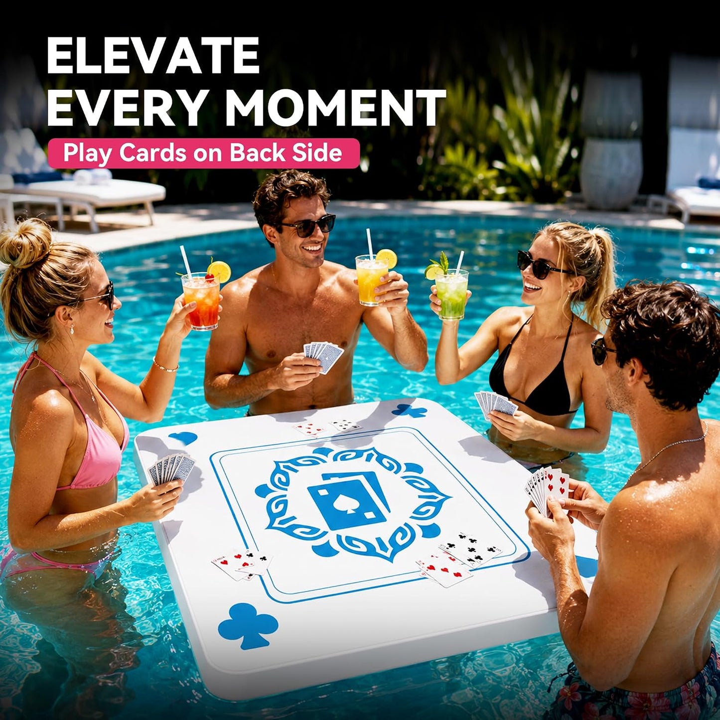 Double-Sided Floating Mahjong Table for Pool, Beach, Camping, Hot Tub, Party, Indoors