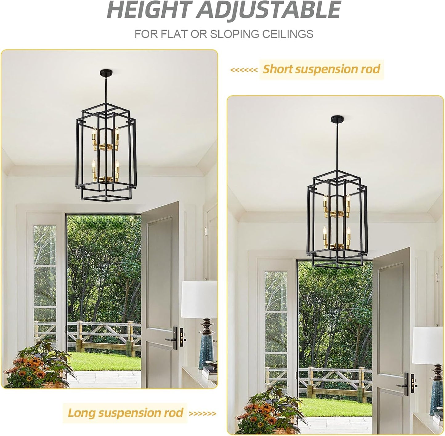 8-Lights Lantern Tiered Pendant Light Fixtures,Foyer Lighting Fixtures Industrial Entryway Chandelier for Enterway Dining Roo