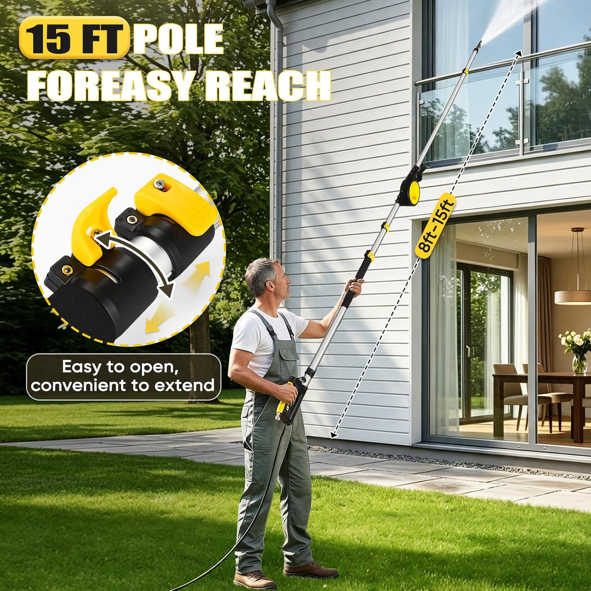 AugFir 15-Foot High-Pressure Washer Telescopic Spray Wand Set