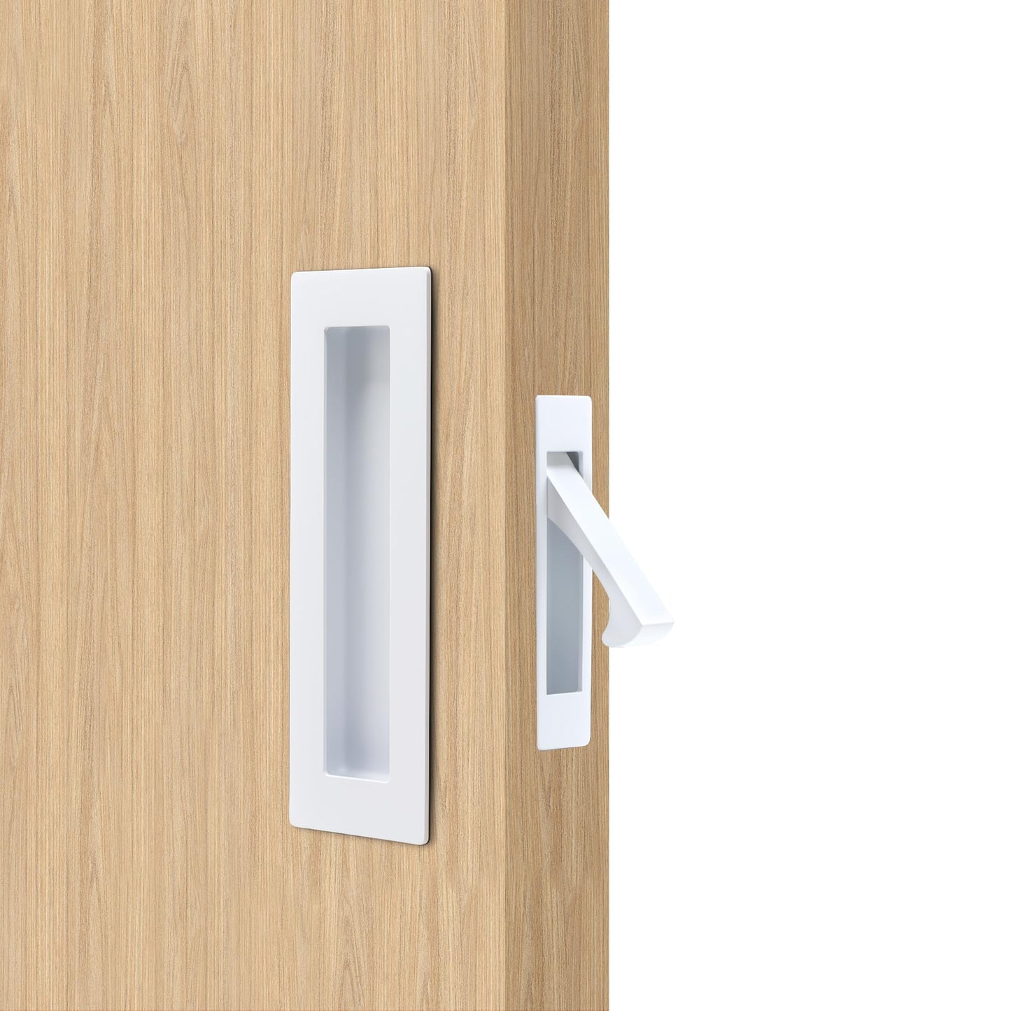 Dontay Sliding Pocket Door Handles, 304 Stainless Steel Non Locking Pocket Door Hardware, Recessed Flush Finger Pulls, Heavy Duty Edge Pull (4 Set, White, 4.72 Inch)