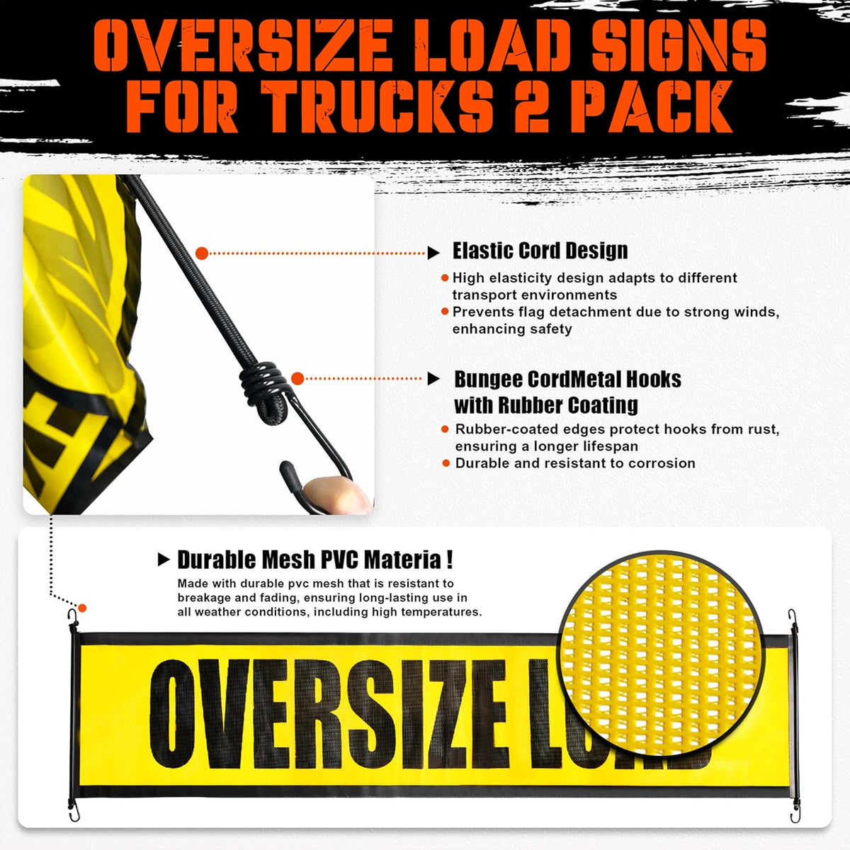 Oversize Load Sign Kit,2 Oversize Banners, 8 Safety flags,4 Magnets. B-10-Piece Set