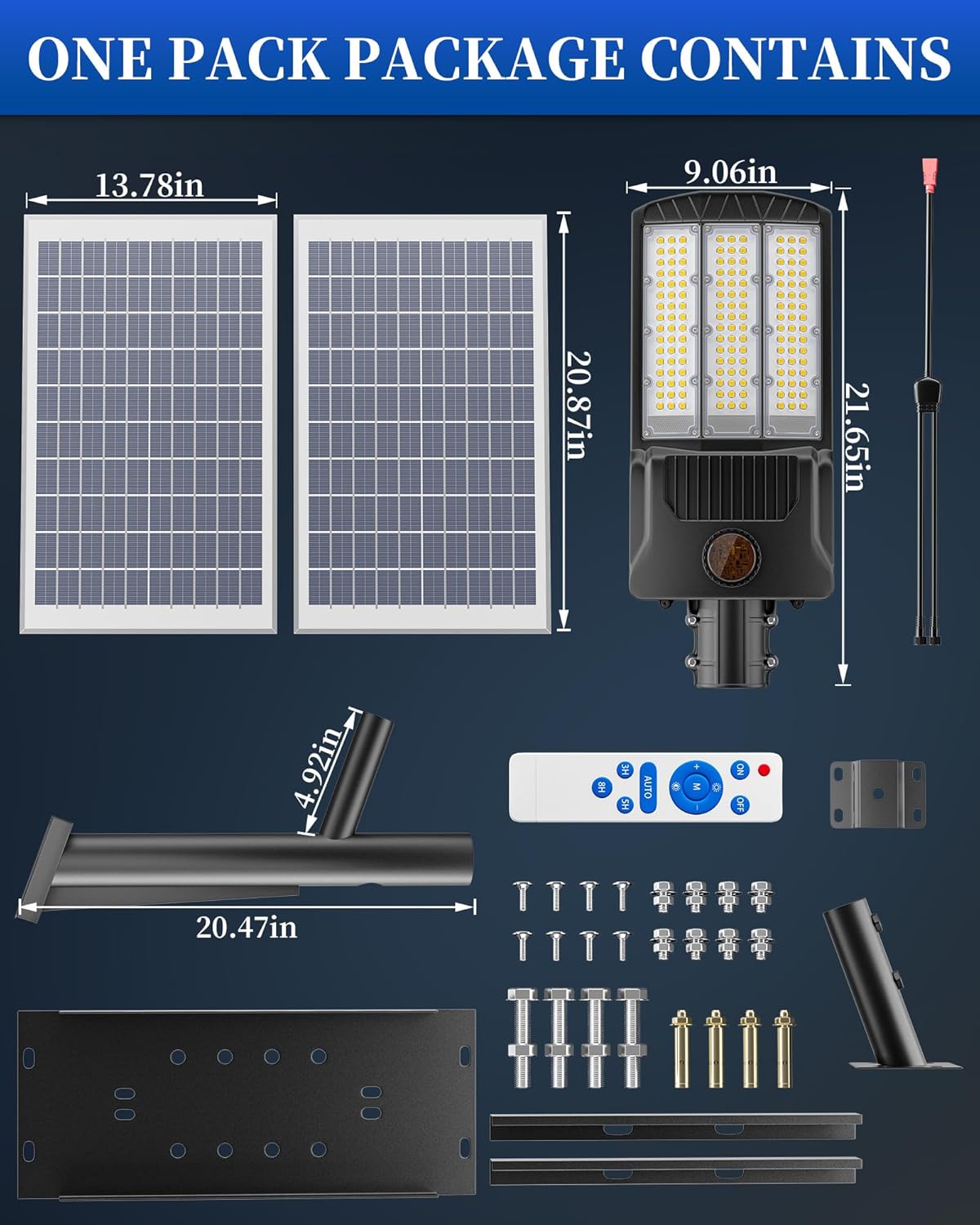 Ofuray 6500W Solar Street Light Outdoor Waterproof, 600000LM Solar Parking Lot Lights Commercial Dusk to Dawn 6500k Street