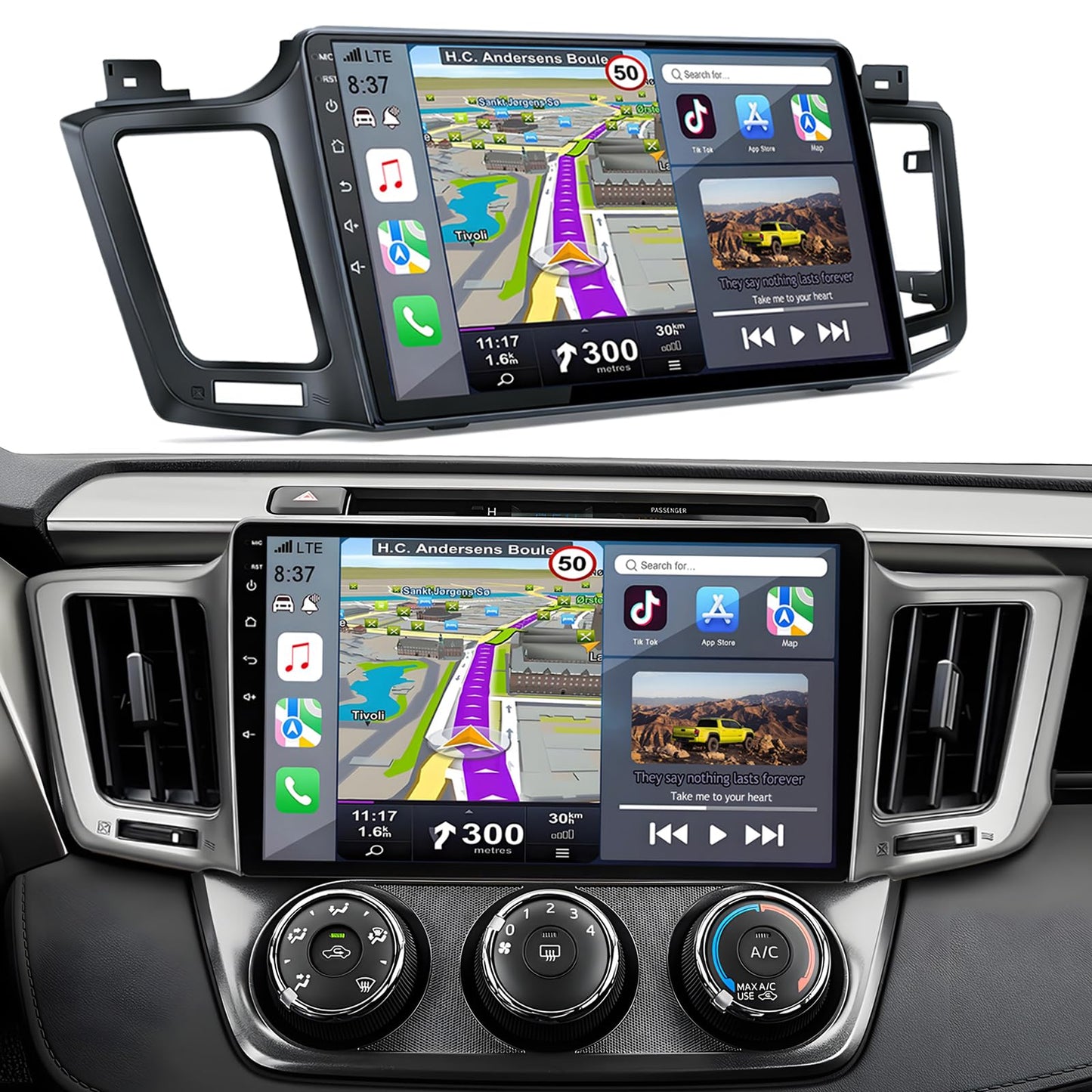 Car Radio Stereo for Toyota RAV4 2013-2018: 8-Core 4GB+64GB 10.2 Inch Touchscreen Android 15 Head Unit with Wireless Carplay Android Auto Bluetooth GPS Navigation 5G WiFi