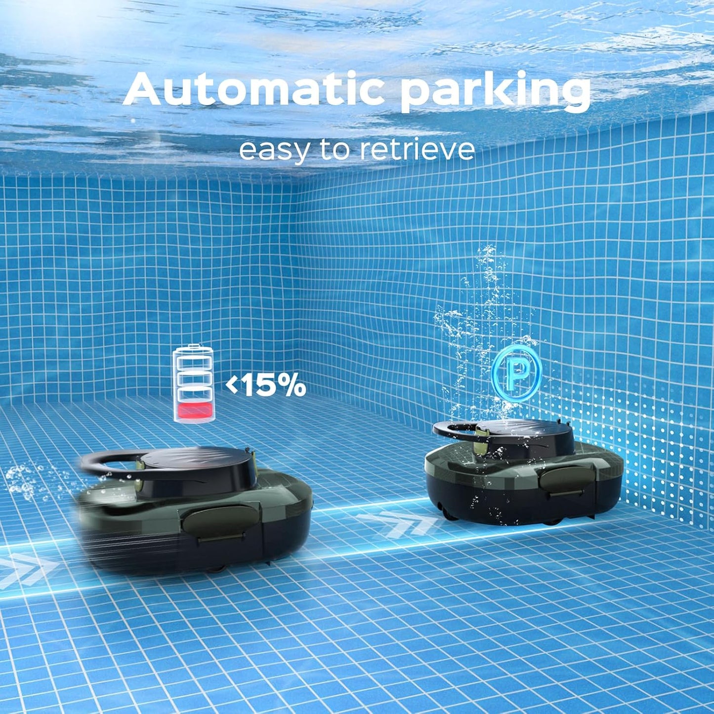 Cordless Robotic Pool Cleaner for Above Ground Pools, Featuring Dual-Motor Suction, Large Debris Basket, Self-Parking, and Fast Charging，Nova Black
