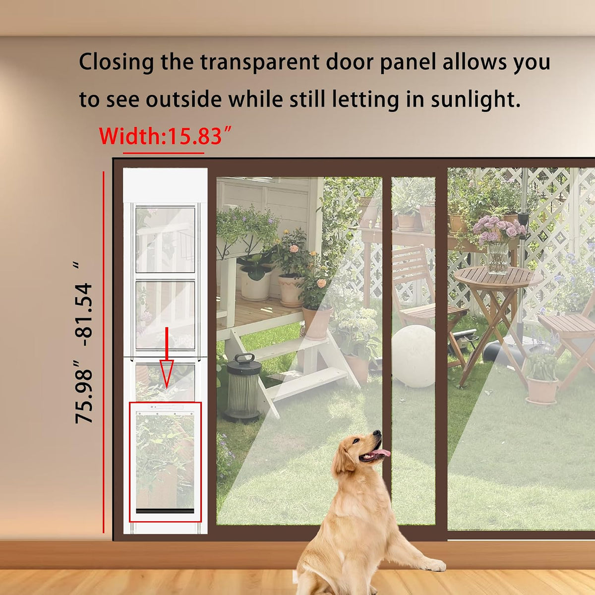 XL Dog Door for Sliding Glass Door, 75.98" to 81.54" Adjustable Height